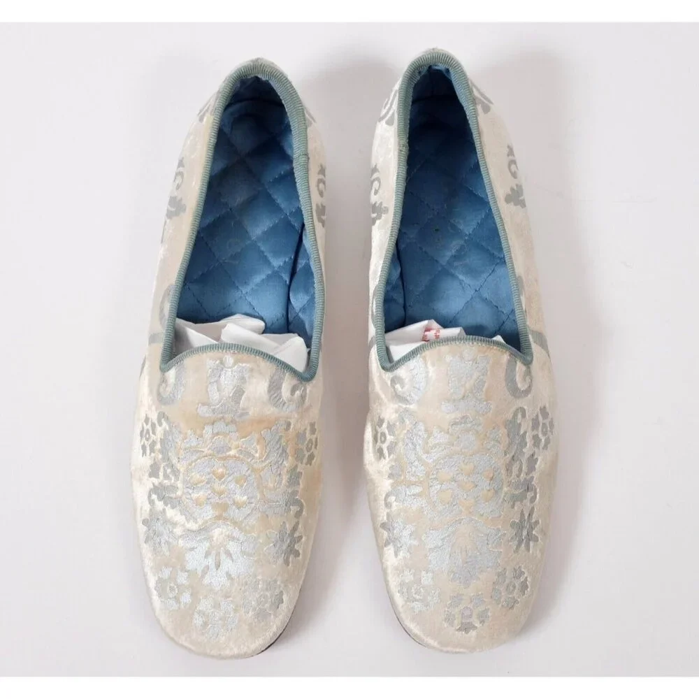 Vintage Tom Ford GUCCI sz 5 loafers flat shoes velvet gray damask - Picture 5 of 8